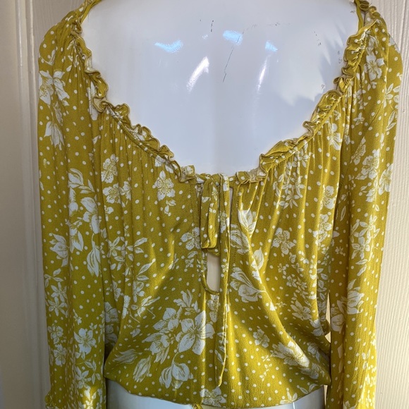 Free People Floral Mustard Hippie Top NWOT - Picture 7 of 13
